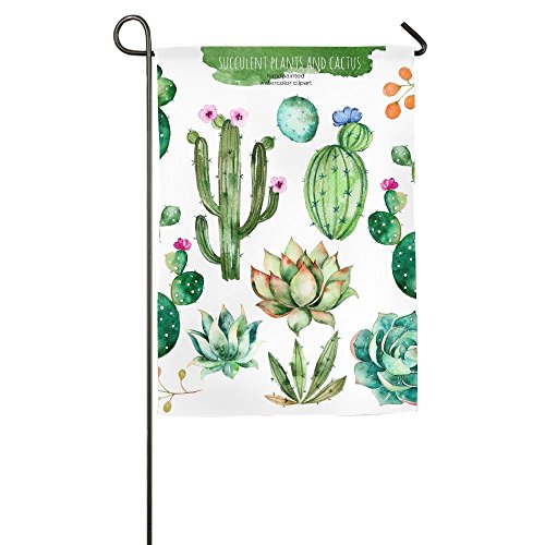 Davis Relev 12 x 18 inch Set of Hand Painted Watercolor Elements for Your Design with Succulent Plants Cactus Family Garden House Home Demonstration Game Flag